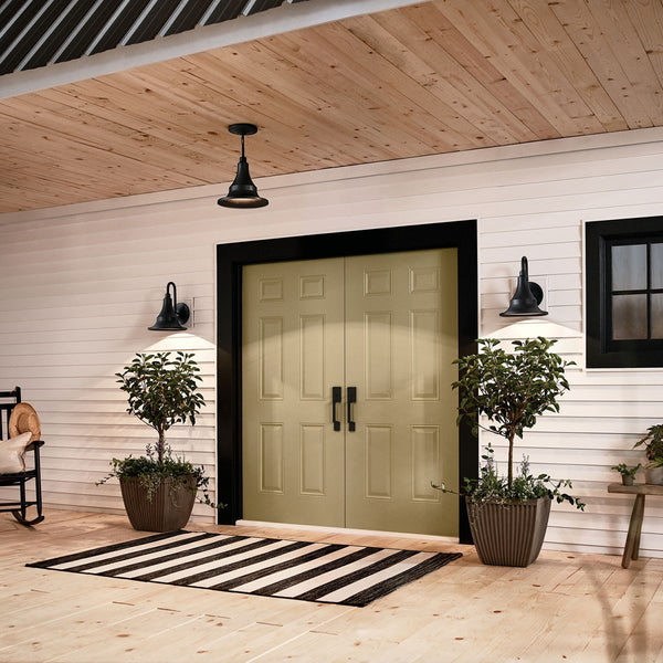 One Light Outdoor Pendant from the Hampshire Collection in Textured Black Finish by Kichler