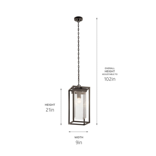 One Light Outdoor Pendant from the Mercer Collection in Olde Bronze Finish by Kichler