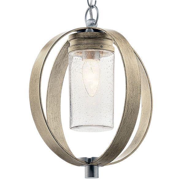 One Light Outdoor Pendant from the Grand Bank Collection in Distressed Antique Gray Finish by Kichler