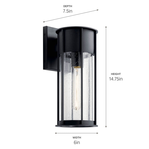 One Light Outdoor Wall Mount from the Camillo Collection in Textured Black Finish by Kichler