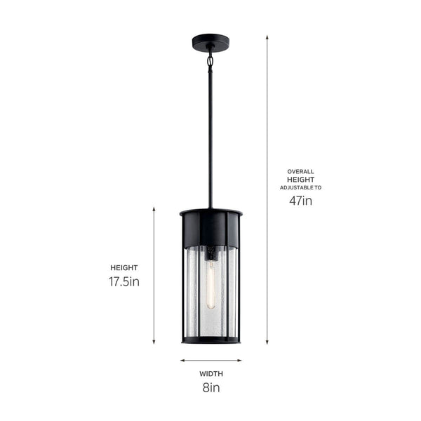 One Light Outdoor Pendant from the Camillo Collection in Textured Black Finish by Kichler