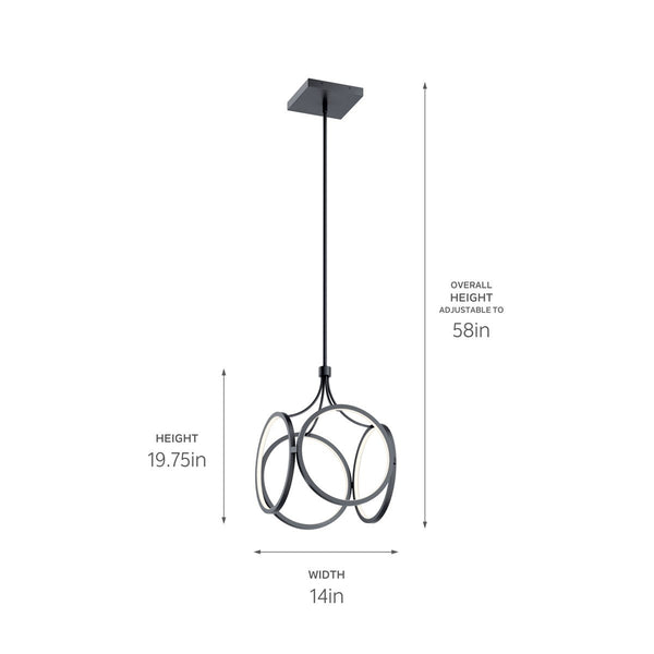 LED Pendant from the CIRI Collection in Matte Black Finish by Kichler