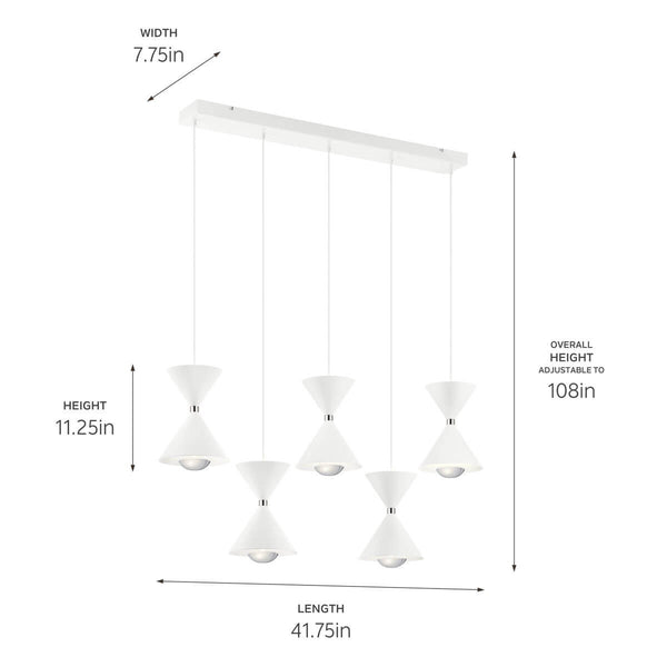 LED Linear Chandelier from the Kordan Collection in Matte White Finish by Kichler