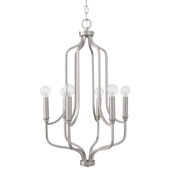 Six Light Pendant from the Reeves Collection in Brushed Nickel Finish by Capital Lighting