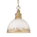 One Light Pendant from the Alison Collection in Vintage Gold Finish by Golden