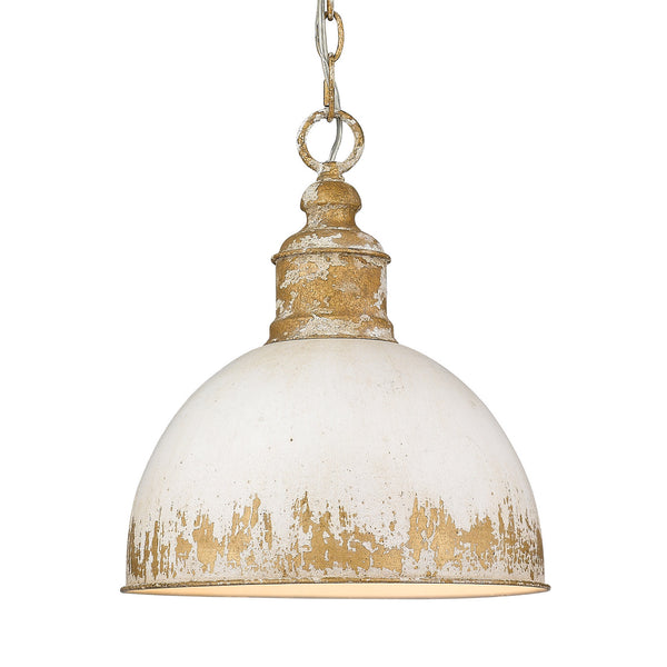 One Light Pendant from the Alison Collection in Vintage Gold Finish by Golden