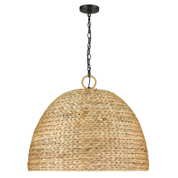 Eight Light Pendant from the Rue Collection in Matte Black Finish by Golden