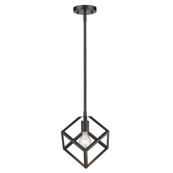 One Light Mini Pendant from the Cassio BLK Collection in Matte Black Finish by Golden