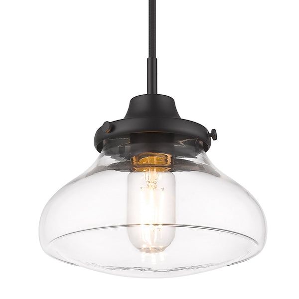One Light Pendant from the Nash Collection in Matte Black Finish by Golden