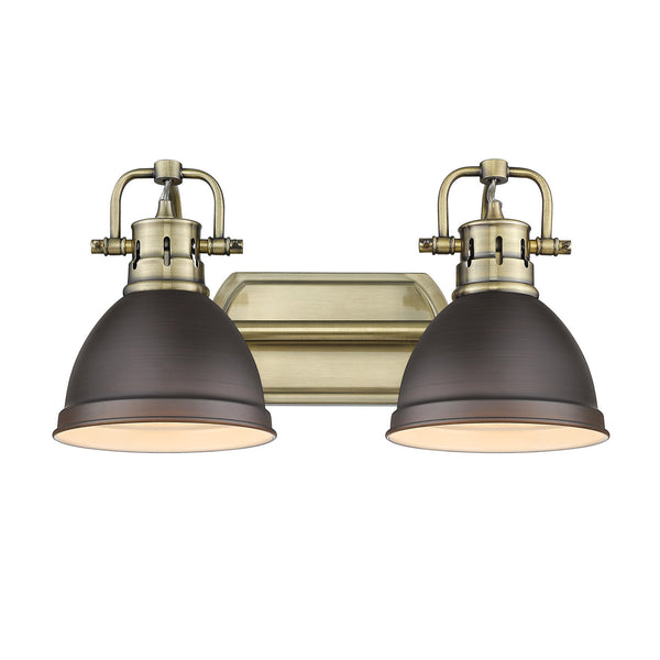 Two Light Bath Vanity from the Duncan AB Collection in Aged Brass Finish by Golden