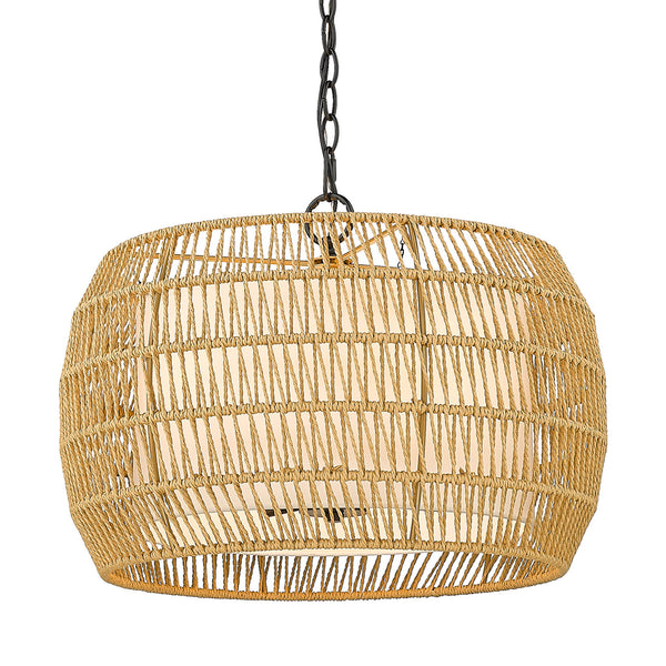 Four Light Chandelier from the Everly Collection in Matte Black Finish by Golden