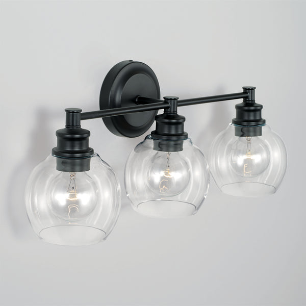 Three Light Vanity from the Mid Century Collection in Matte Black Finish by Capital Lighting