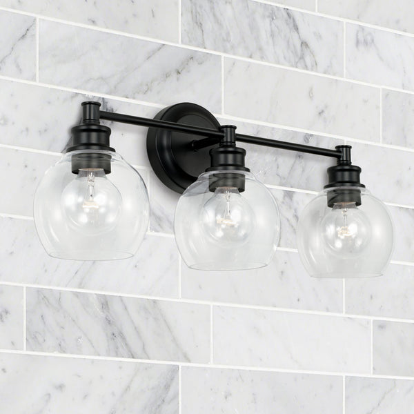 Three Light Vanity from the Mid Century Collection in Matte Black Finish by Capital Lighting