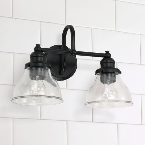 Two Light Vanity from the Baxter Collection in Matte Black Finish by Capital Lighting