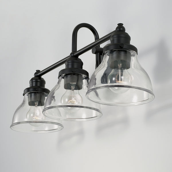 Three Light Vanity from the Baxter Collection in Matte Black Finish by Capital Lighting