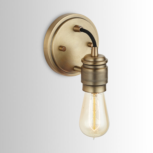 One Light Wall Sconce from the Menlo Collection in Aged Brass Finish by Austin Allen