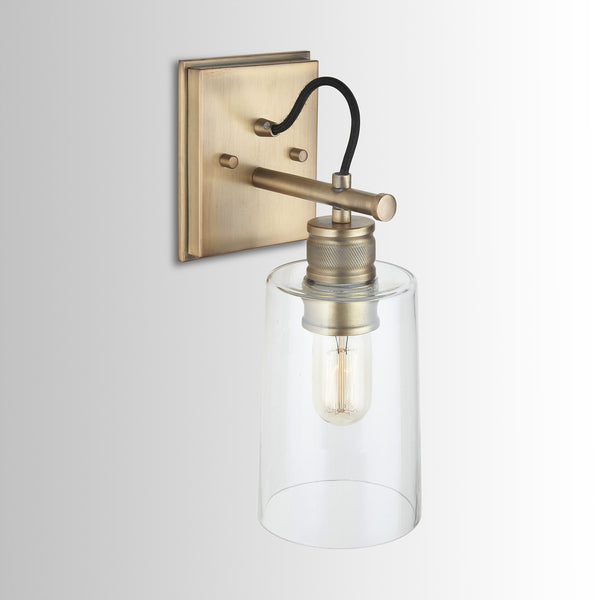 One Light Wall Sconce in Aged Brass Finish by Austin Allen