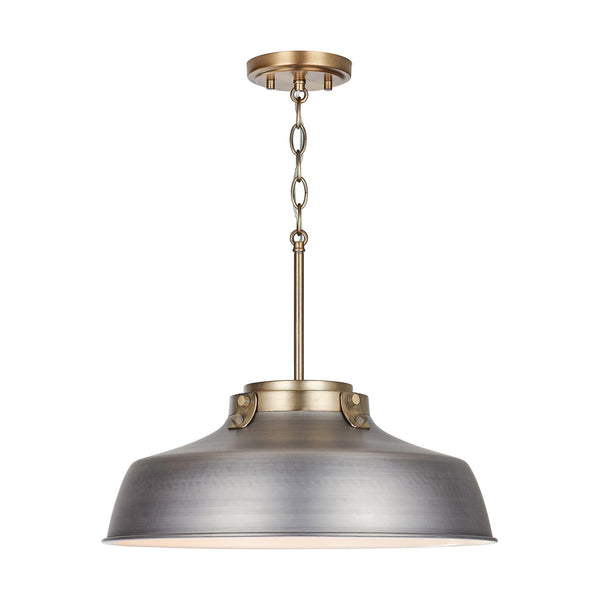One Light Pendant from the Oakwood Collection in Antique Nickel Finish by Austin Allen