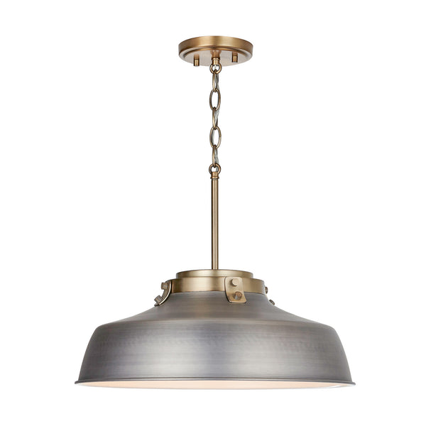 One Light Pendant from the Oakwood Collection in Antique Nickel Finish by Austin Allen