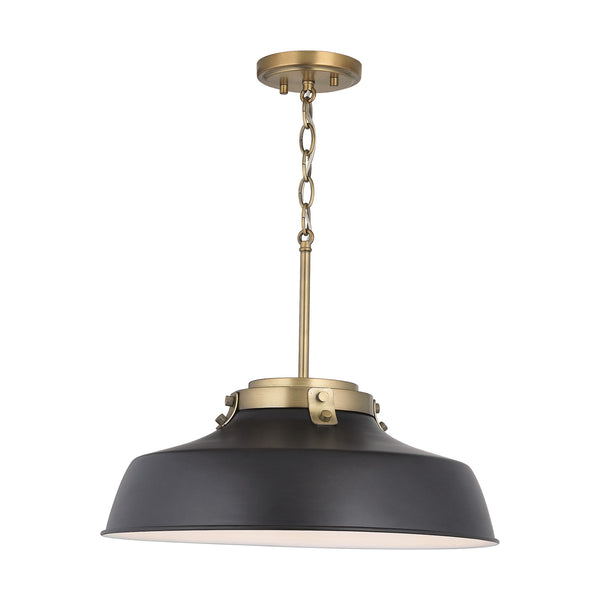 One Light Pendant from the Oakwood Collection in Matte Black Finish by Austin Allen