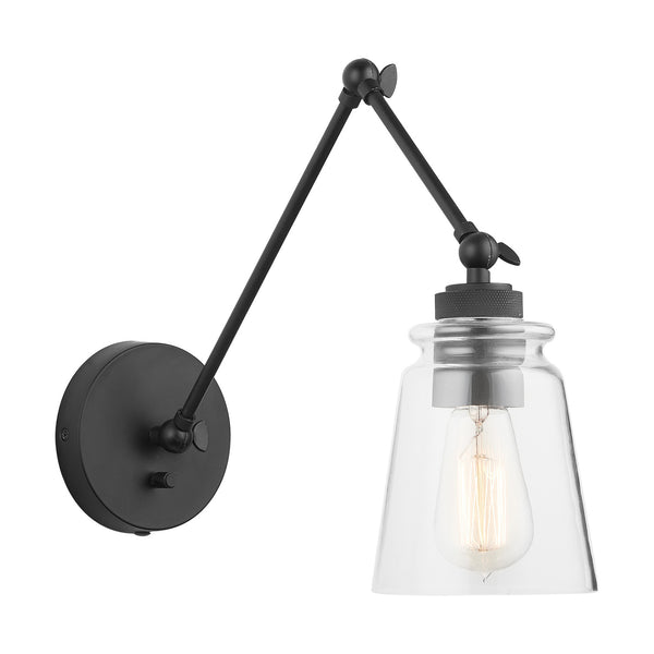 One Light Wall Sconce from the Profile Collection in Matte Black Finish by Austin Allen