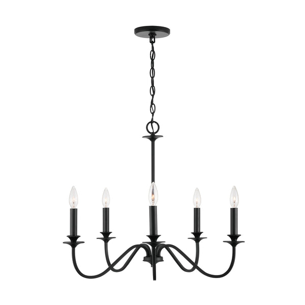Five Light Chandelier in Matte Black Finish by Austin Allen