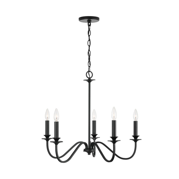 Five Light Chandelier in Matte Black Finish by Austin Allen