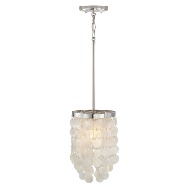One Light Pendant from the Shelby Collection in Polished Nickel Finish by Austin Allen