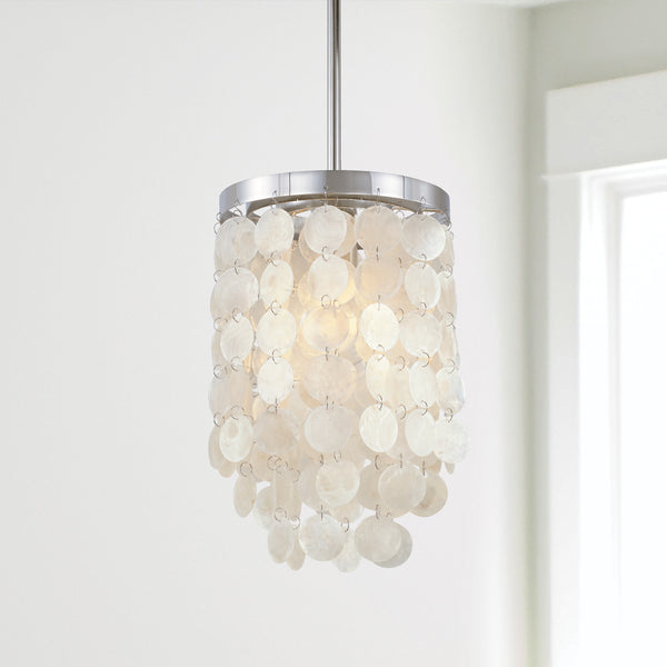 One Light Pendant from the Shelby Collection in Polished Nickel Finish by Austin Allen