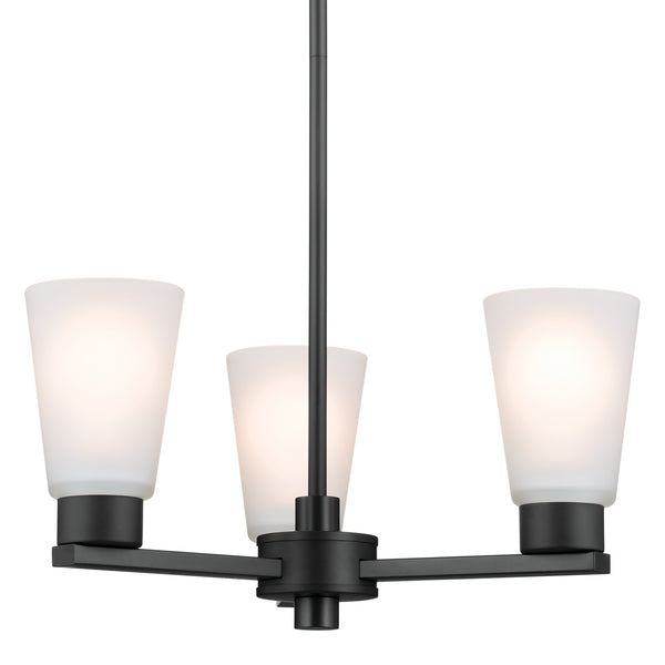 Three Light Chandelier from the Stamos Collection in Black Finish by Kichler
