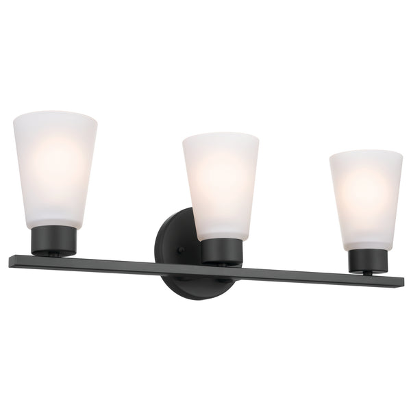 Three Light Bath from the Stamos Collection in Black Finish by Kichler