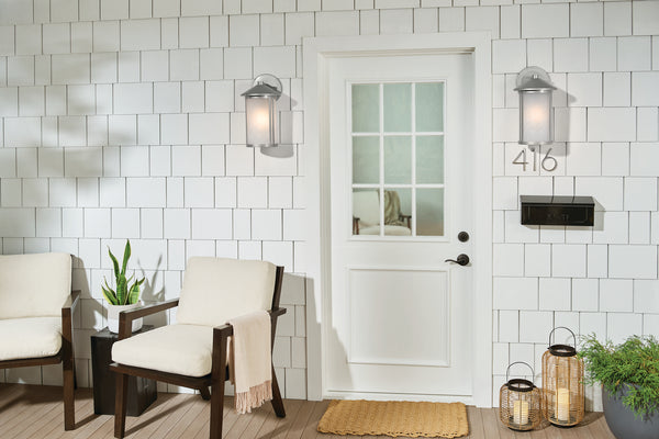 One Light Outdoor Wall Mount from the Lombard Collection in Brushed Aluminum Finish by Kichler