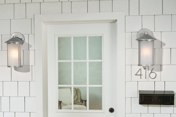 One Light Outdoor Wall Mount from the Lombard Collection in Brushed Aluminum Finish by Kichler
