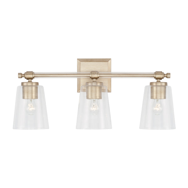 Three Light Vanity from the Breigh Collection in Brushed Champagne Finish by Capital Lighting