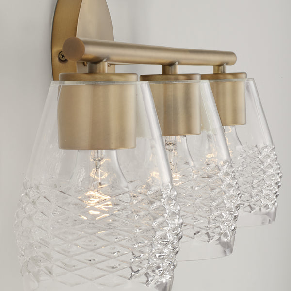 Three Light Vanity from the Dena Collection in Aged Brass Finish by Capital Lighting