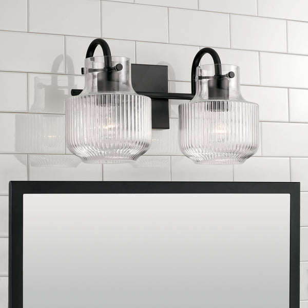 Two Light Vanity from the Nyla Collection in Matte Black Finish by Capital Lighting