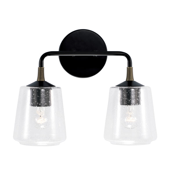 Two Light Vanity from the Amara Collection in Matte Black with Brass Finish by Capital Lighting