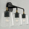 Three Light Vanity from the Amara Collection in Matte Black with Brass Finish by Capital Lighting