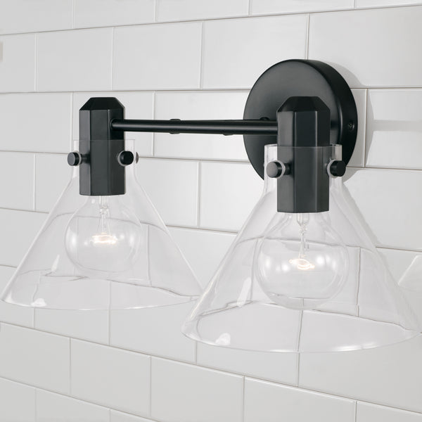 Two Light Vanity from the Greer Collection in Matte Black Finish by Capital Lighting