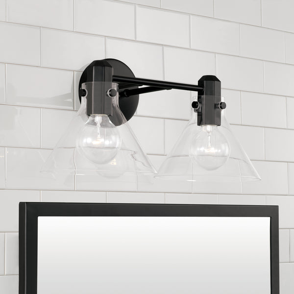Two Light Vanity from the Greer Collection in Matte Black Finish by Capital Lighting