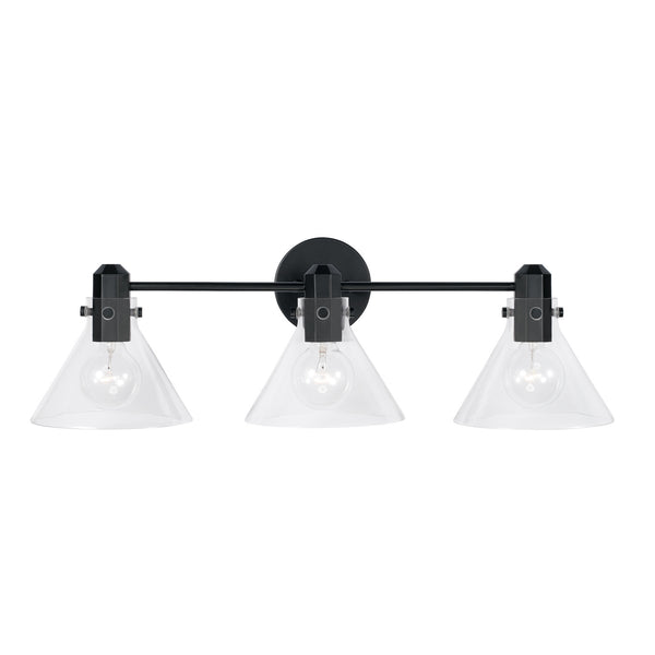Three Light Vanity from the Greer Collection in Matte Black Finish by Capital Lighting