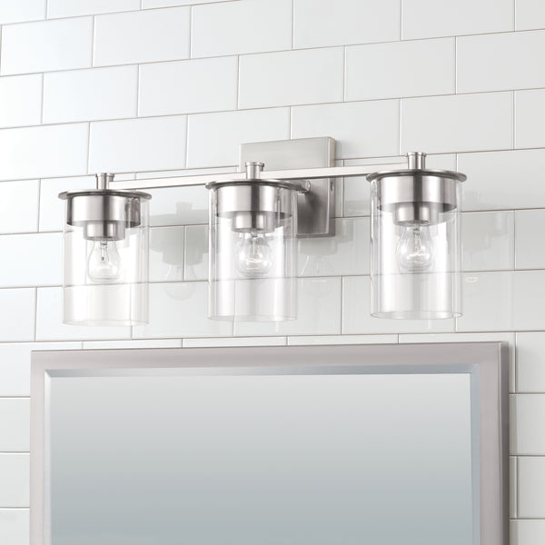 Three Light Vanity from the Mason Collection in Brushed Nickel Finish by Capital Lighting