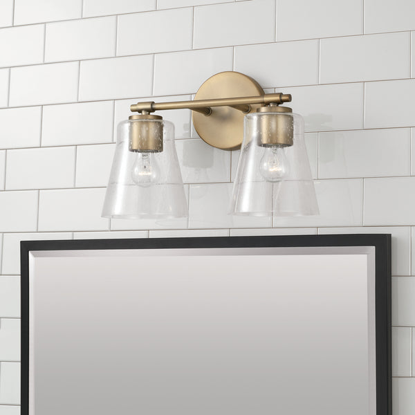 Two Light Vanity from the Baker Collection in Aged Brass Finish by Capital Lighting