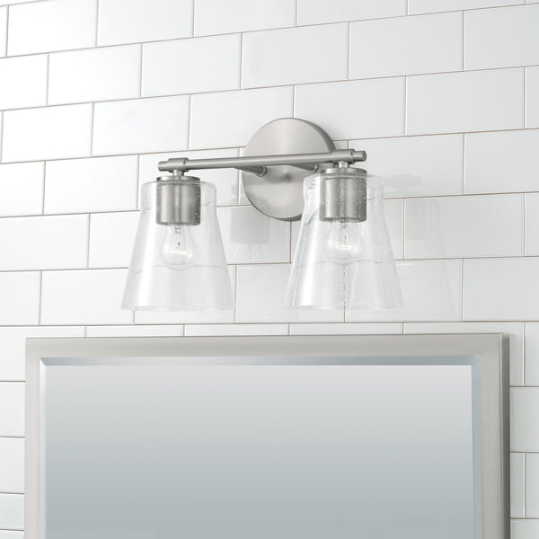 Two Light Vanity from the Baker Collection in Brushed Nickel Finish by Capital Lighting