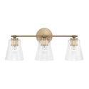 Three Light Vanity from the Baker Collection in Aged Brass Finish by Capital Lighting