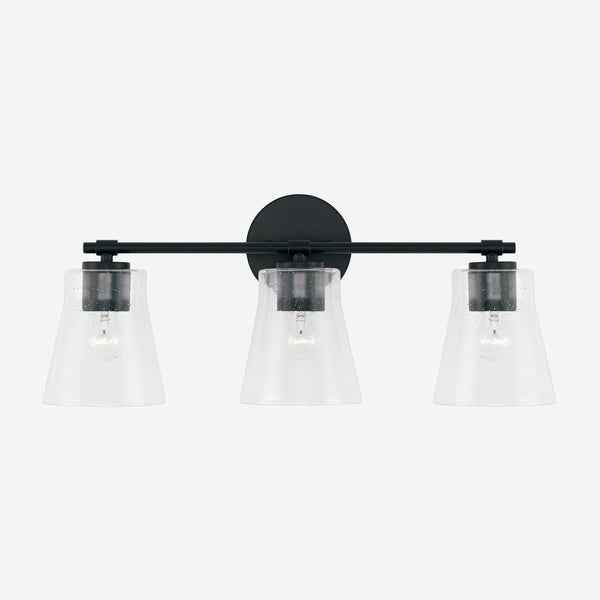 Three Light Vanity from the Baker Collection in Matte Black Finish by Capital Lighting