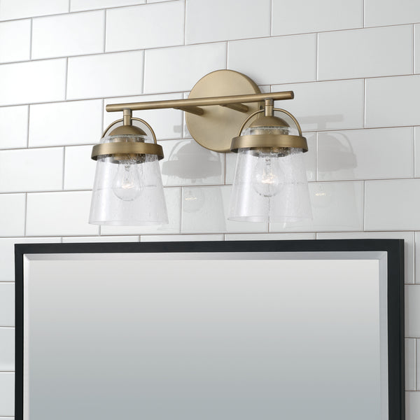 Two Light Vanity from the Madison Collection in Aged Brass Finish by Capital Lighting