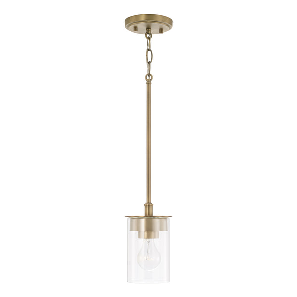One Light Semi-Flush Mount from the Mason Collection in Aged Brass Finish by Capital Lighting