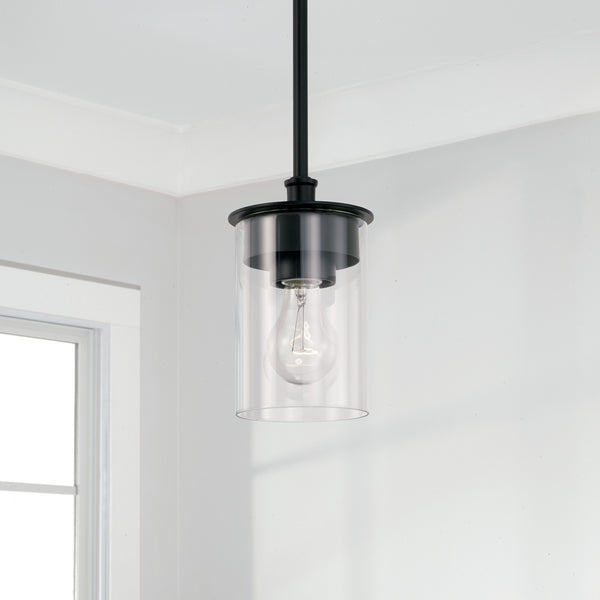 One Light Semi-Flush Mount from the Mason Collection in Matte Black Finish by Capital Lighting