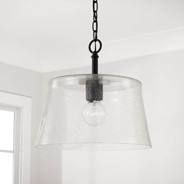 One Light Pendant from the Baker Collection in Matte Black Finish by Capital Lighting